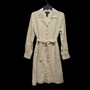 Brooks Brothers Irish Linen Shirt Dress Belted Long Sleeve Womens Size 10